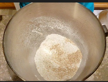 bowl with flour, nutmeg