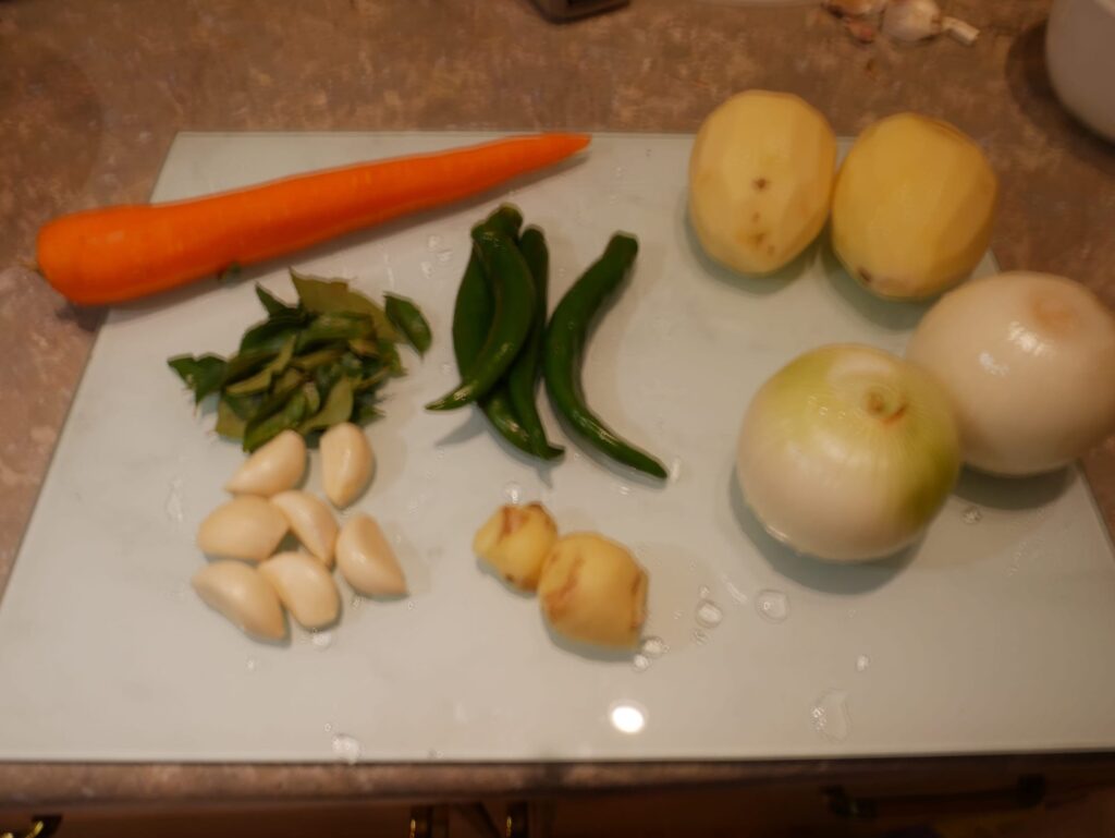 carrot potatoes garlic ginger green chillies
