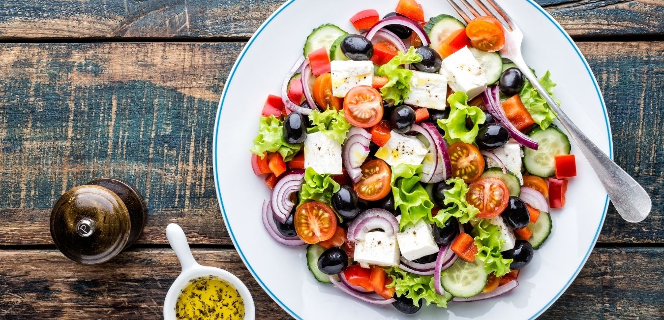 Greek Salad with Homemade Salad dressing
